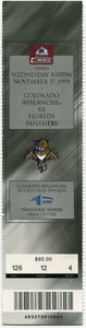 Boleto - 1999-11-17 Colorado Avalanche vs. Florida Panthers en Pepsi Center - Imagen 1 de 1