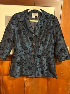 Charles Gray London For Savvy Women - Large, Blue, Jacquard Single-Button Blazer - Picture 1 of 8