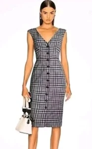 Veronica Beard Lark Dress Stretch Cotton Black White Plaid Size 2 - Picture 1 of 14