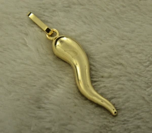 Cornicello Italian horn 40mm / 1.6 Inch Pendant 14k Yellow Gold  (Not Hollow) - Picture 1 of 6