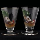 Vintage Footed juice Cocktail glass 4oz. With hand painted rooster 3.3" tall