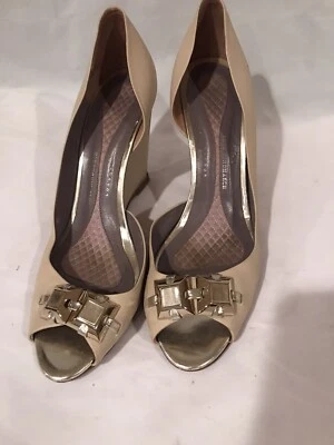 Zapatos de cuña Anya Hindmarch para mujer talla 40 beige cuero tacones punta abierta Foto 1 de 4