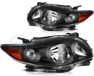 Headlights Assembly Pair for Toyota Corolla 2009-2010 Headlamps Black Housing - Picture 1 of 5