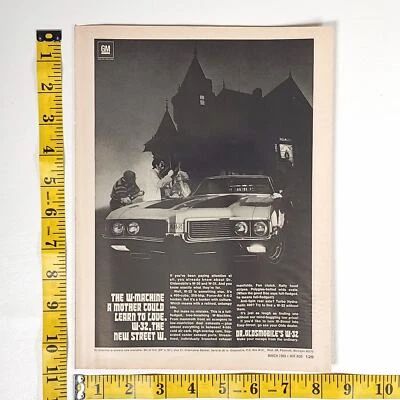 Olds 442 W-32 Black & White Vintage Oldsmobile Print Ad 1969 Hot Rod 8.5" x 11" - Image 1 of 4