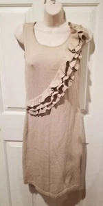 Adrienne Vittadini hellbraunes ärmelloses Kleid Rüschenbesatz Gr. Small  - Bild 1 von 7