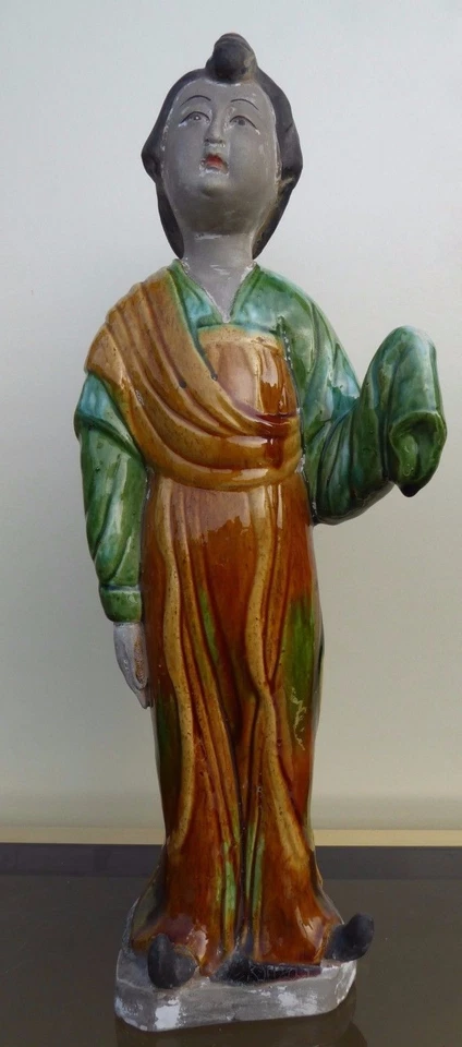 GRAN FIGURA ANTIGUA SANCAI DE UNA DAMA CERÁMICA CHINA SIGLO XIX TANG Foto 1 de 1