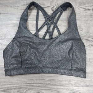 Lululemon Energy Bra Luminosity Foil Print Black Silver | SIZE 4 - Picture 1 of 6