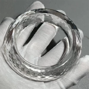 Top Quality White Faceted Cut Sapphire Bangle Lab-Created Corundum Bangle 1pcs - Picture 1 of 5