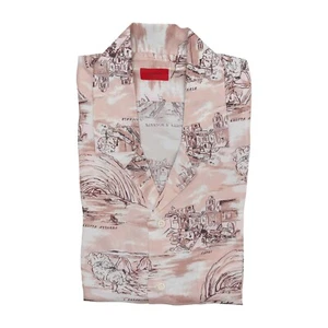 1250$ ISAIA NAPOLI "CAPRI" Antique Pink Shirt Camp Collar 100% Silk 16 - 41 - Picture 1 of 3