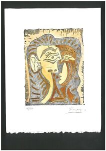 Pablo Picasso Cubista retrato pintura re Impresión En Lona Enmarcado 3 Paneles