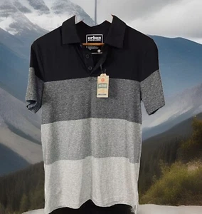 URBAN PIPELINE BLACK MULTI COLORED GREY SHORT SLEEVE POLO SHIRT NEW ADULT SMALL - Picture 1 of 8