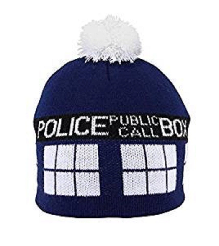 NUEVO Sombrero Gorro Tardis Dr. Accesorio Disfraz Doctor Who Pom Azul Halloween Foto 1 de 1