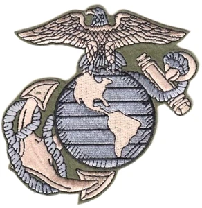 Toppe ricamate con logo USA MARINE CORPS 4"x4" - Foto 1 di 1