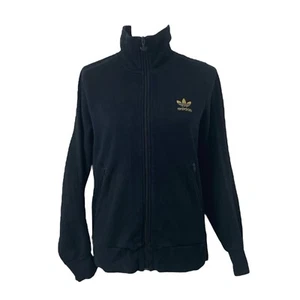 Chaqueta de Pista Adidas Originales Para Mujer Mediana Negra Tachonada Logo Cuello Alto Cremallera - Imagen 1 de 11