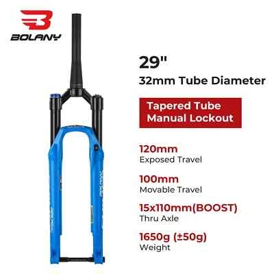 26 27.5 29In 120 Travel MTB Air Oil Suspension Thru Axle Damping Adjustable Fork - Image 1 of 4