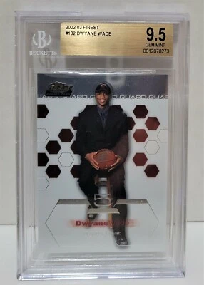 2002-03 Topps Finest Dwyane Wade RC #182 - BGS 9.5 GEM MINT Miami Heat Rookie - Image 1 of 2