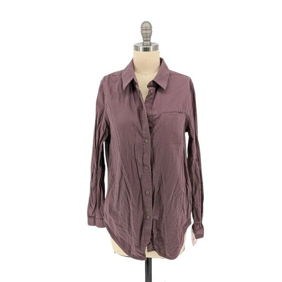 01399 Lululemon Button Down Shirt Brown Purple 6 gorpcore outdoor travel casual - Image 1 of 4