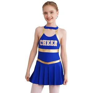 Kids Girls Dress With Flower Balls Show Dancewear Printed Cheer Costume Theme - Picture 1 of 68
