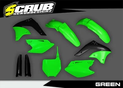 Kit de carrocería de plástico de motocross Kawasaki KX250F 2006-2008 KXF negro/verde/blanco  Foto 1 de 4