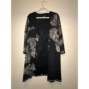 Citron Santa Monica Scandi Black & Cream Silk & Linen Cover / Jacket Top - Picture 1 of 9