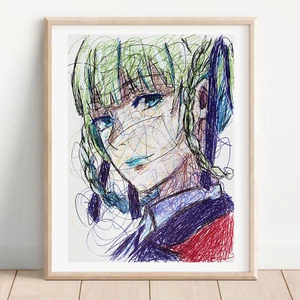 Kirari Momobami Ballpoint Pen Print, Kakegurui Art Poster - Picture 1 of 3