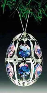 Huevo - FIGURA - ORNAMENTO PLATEADO CON CRISTALES AUSTRIACOS MULTICOLORES - Imagen 1 de 3