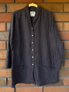 FLAX by Jeanne Engelhart Linen Artist Jacket Chore Coat VTG | Brown | Size Small - Picture 1 of 14