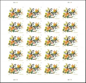 US 5255 Love Flourishes F sheet 20 MNH 2018 - Picture 1 of 1
