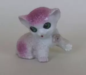 Vintage 1950's Spaghetti Snow Sugar Textured Porcelain Kitten Figurine, Japan - Picture 1 of 7