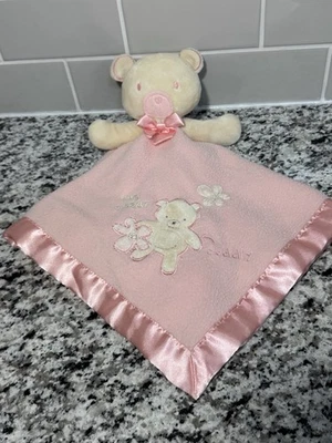 Manta de seguridad de felpa satinada vintage Carters Hug A Bear rosa tierno bebé Foto 1 de 4