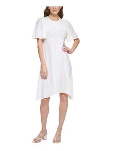 CALVIN KLEIN Womens Ivory Flutter Sleeve Knee Length Party Sheath Dress 10 - Picture 1 of 11
