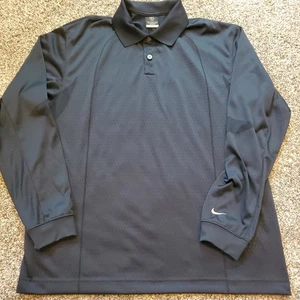 Nike Golf Polo Shirt Mens M Navy Blue Long Sleeve Lightweight, Vented/Perforated - Picture 1 of 14