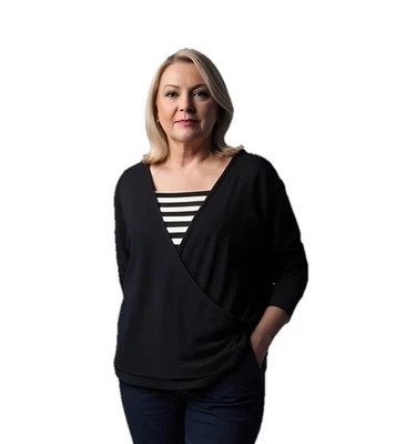 Suéter para mujer Judith Hart negro 1X seda nailon viscosa nuevo con etiquetas Foto 1 de 4