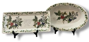 Portmeirion THE HOLLY & THE IVY Oval Pie Baker and Sandwich Tray Serving Set - Picture 1 of 14