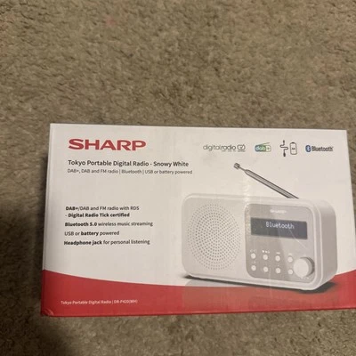SHARP Tokyo Portable Radio DAB DAB+ and FM with Bluetooth White - Image 1 of 4
