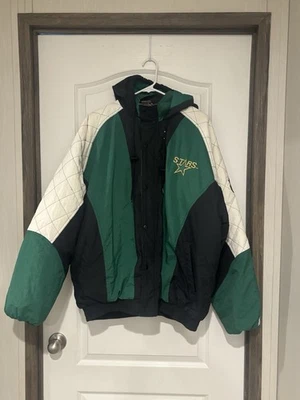Vintage 90s NHL Dallas Stars Starter Puffer Jacket Full Zip Button Down Mens XL - Image 1 of 4