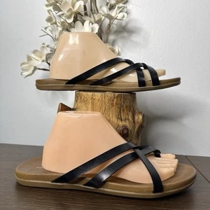 Seven 7 Black Flip Flops Womens Size 11 Flats CrissCross Straps Sandals Toe Ring - Picture 1 of 9