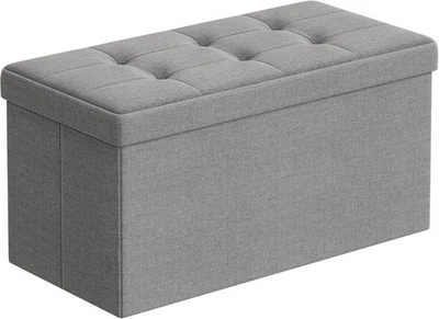 Light Grey Storage Ottoman Bench 76cm Folding Seat Footstool Bed End Stool - Image 1 of 4