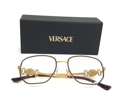 范思哲眼镜框 MOD.1283 1480 红色金色方形线框 54-18-145 — 第 1/4 张图片