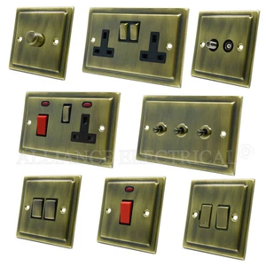 Full Range Victorian Antique Brass Dark Bronze Light Switch Socket Outlet Dimmer - Picture 1 of 42