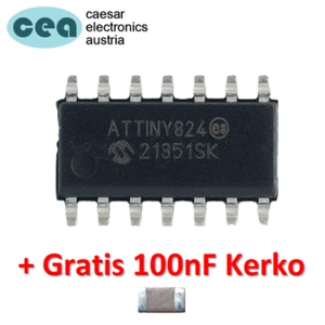 ATtiny824-SSU ATtiny 8KB 20MHz SOIC-14 85°C [1~100 Stück/piece] - Imagen 1 de 6