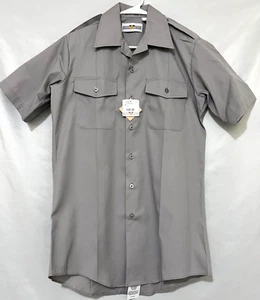 NWT 2021 Flying Cross X1 Mens 15 Medium Gray Short Sleeve Uniform Shirt US Navy - Picture 1 of 5