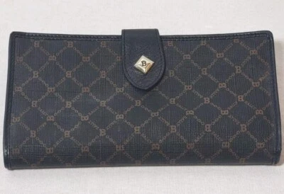 Cartera BALLY VINTAGE PARA MUJER DOBLE PLIEGUE, PORTA DINERO MARRÓN LOGOTIPO ESTAMPADO USADA  Foto 1 de 4