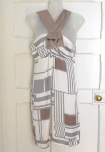 Cooper St. Myer Abstract White, Silver & Bronze Thick Strap Mini Dress Size 10 - Picture 1 of 16