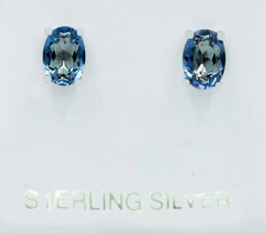 GENUINE 1.04 Cts IOLITE STUD EARRINGS .925 Sterling Silver - NEW WITH TAG - Picture 1 of 2