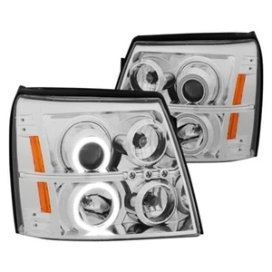FOR CADILLAC ESCALADE / ESCALADE ESV 02-06 PROJECTOR HEADLIGHTS CHROME w/ HALO - Picture 1 of 3
