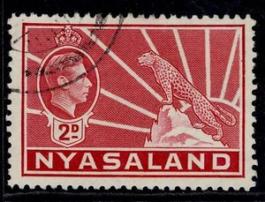 NYASALAND PROTECTORATE GVI SG133a, 2d carmine, FINE USED. - Picture 1 of 1