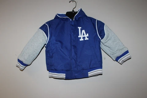 New MLB Los Angeles Dodgers Reversible hooded embroidery boys jacket size 3T Cover