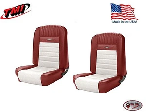 Juego completo tapizado asiento PONY de lujo Ford Mustang delantero/trasero - rojo y blanco - Imagen 1 de 12