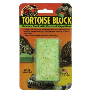 Zoo Med Tortoise Block Calcium Cactus & Vegetables Food Prevents Beak Overgrowth